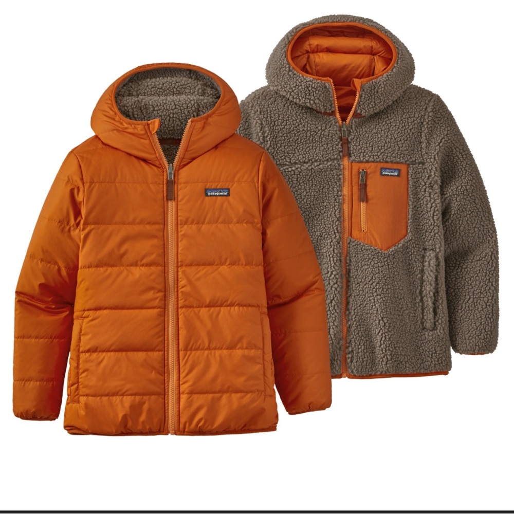 Patagonia Kids Reversible Orange Puffer & Fleece Jacket